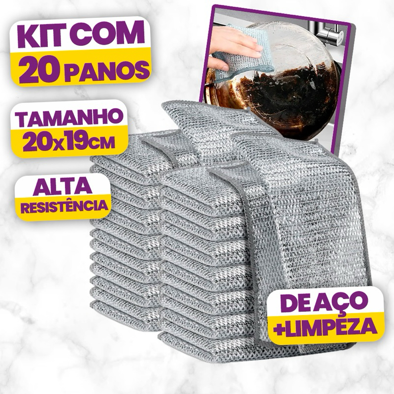 Kit 20 Panos De Limpeza De Cozinha Fogão Reutilizável Toalha Louça Pano Doméstico Lavagem ...