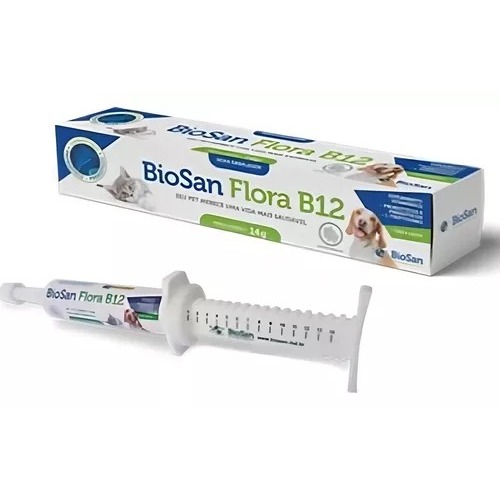 BIOSAN FLORA B12 PROBIOTICO E PREBIOTICO, SUPLEMENTO PARA CAES E GATOS 14G