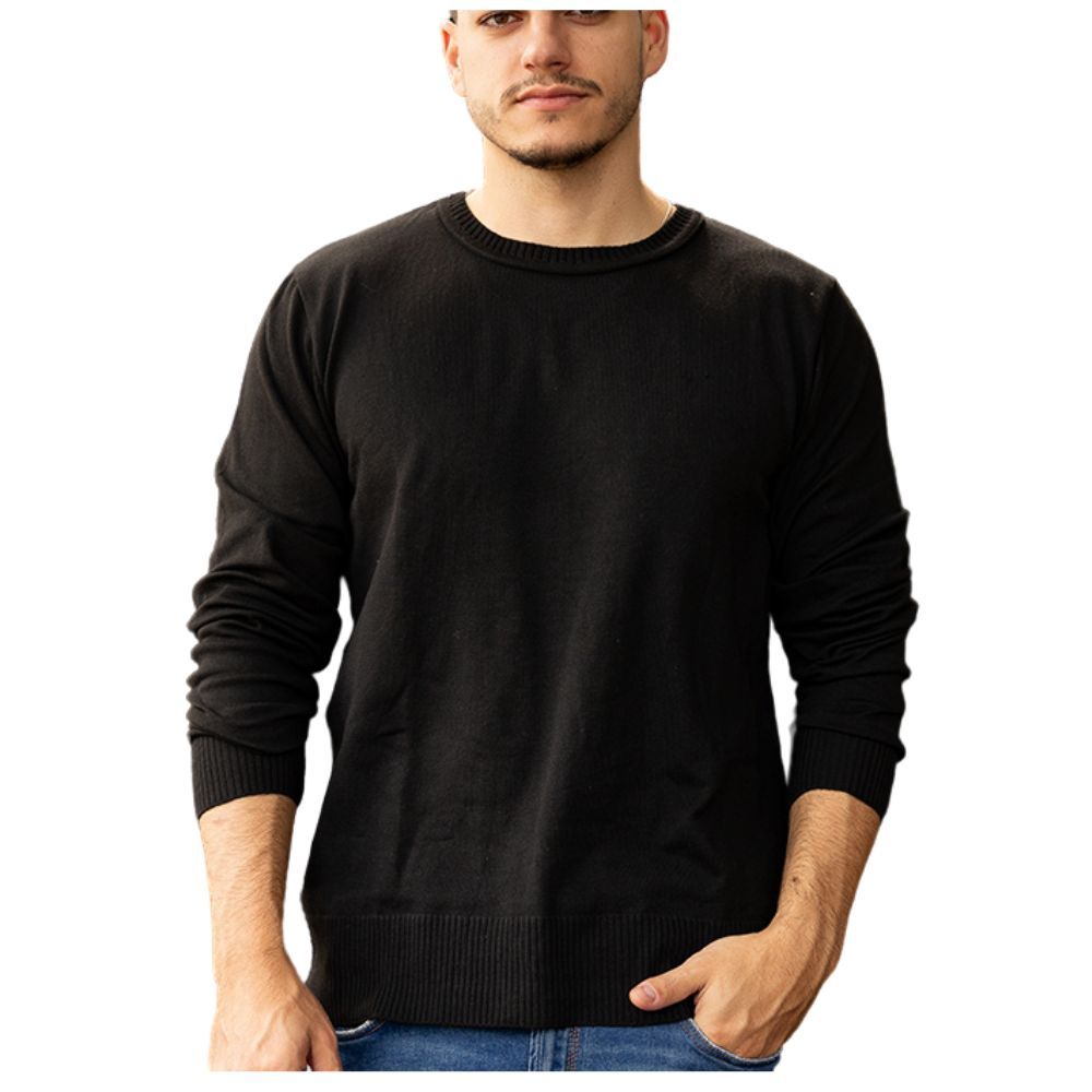Blusa De Tricô Masculina Suéter Social Masculino Básico Casual Manga Longa Gola Redonda