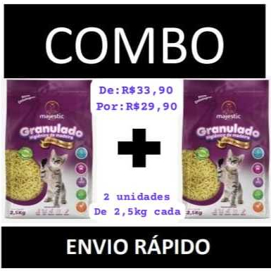 GRANULADO MADEIRA PARA GATOS/COELHOS/ROEDORES - KIT COM 2 PACOTES DE 2,5 KG CADA em Oferta na Shopee