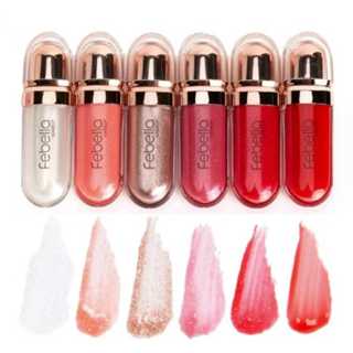 Gloss Labial Super Brilhante 3D Hidratante Maquiagem Febella Cosmético Brilho Glitter Make Boca Lip em Oferta na Shopee