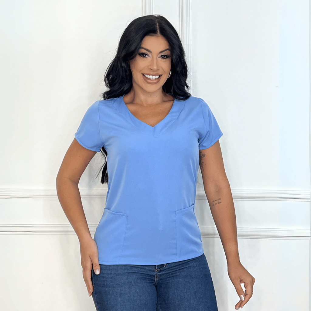 Blusa Bata Scrubs Feminina Baby Look Pijama Cirúrgico Cores Lisas