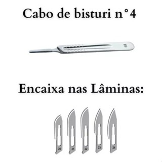 10 Lâminas de Bisturi + Cabo n° 4  Vários Tamanhos Disponíveis em Oferta na Shopee