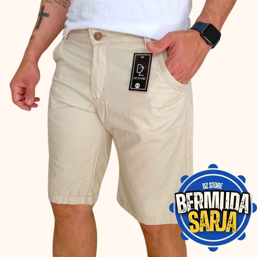 Bermuda Masculina Sarja Slim Brim Premium Bolso Faca Social Diversas Cores