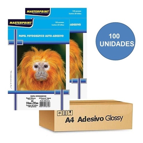 Papel Fotográfico Adesivo 130G Glossy 100 Folhas A4 MASTERPRINT (PAPEL ADESIVO)