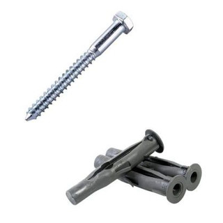 Parafuso sextavado Rosca Soberba Zincado 10mm  com Bucha  Tijolo Bloco Parede Oca 1/4x70mm