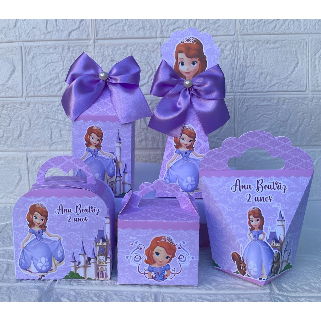 kit Festa Princesa Sofia Personalizados Lembrancinhas Caixinhas para Festa PEGUE E MONTE