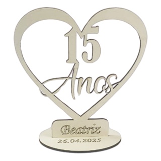 Kit 20 Centros de Mesa MDF Branco Coração Personalizado 15 Anos – 15 cm em Oferta na Shopee