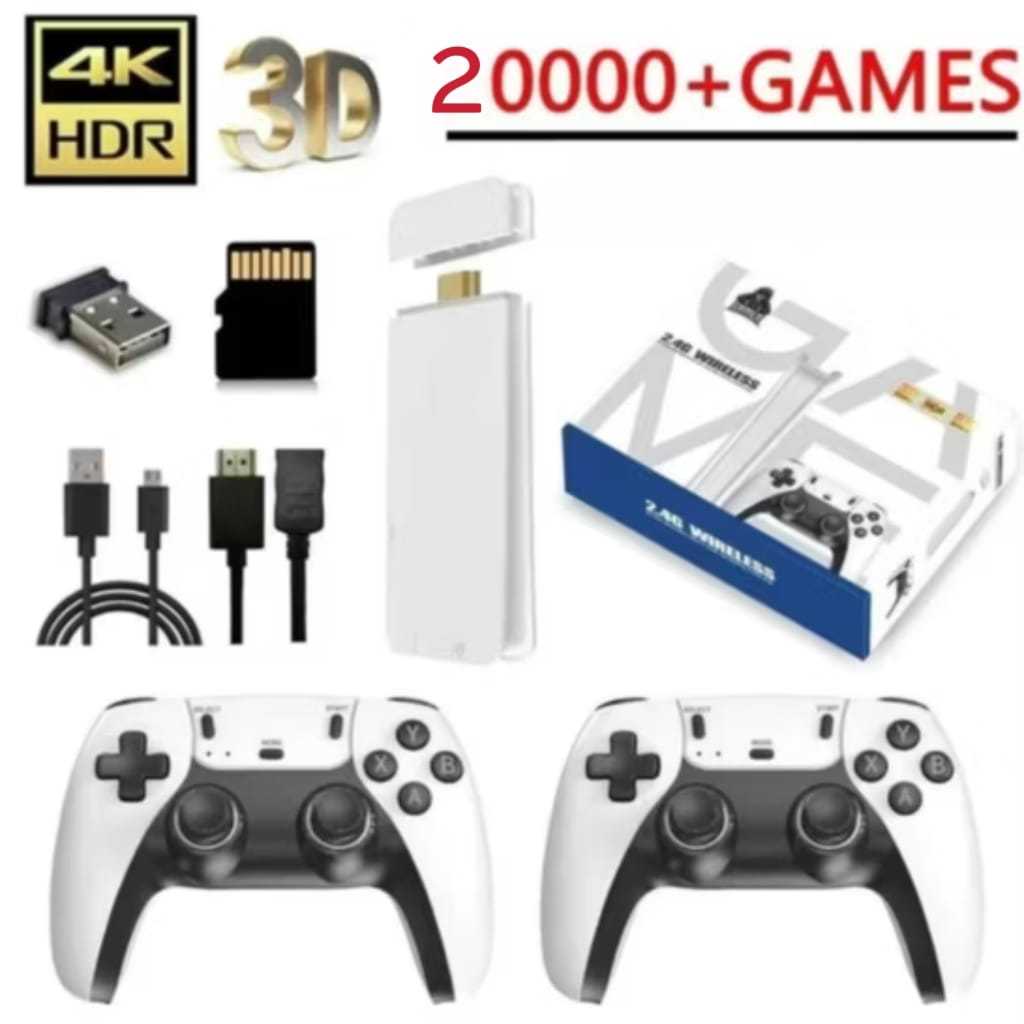 2025 NOVO Vídeo Game Stick M15 Pro 4k 64gb Hdmi Com 2 Controles Se Fio +20mil Jogos