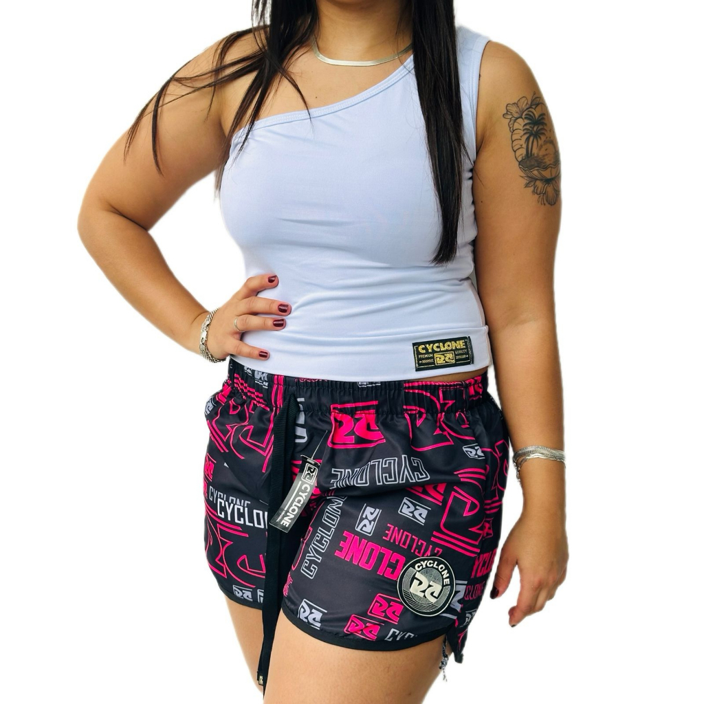Shorts Da Cyclone Microfibra Black + Cropped Mandraka