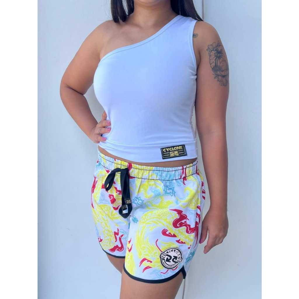 Kit Shorts Da Cyclone Microfibra Mandraka White e Cropped Setas