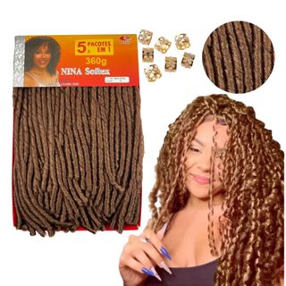 Nina Softex Pacotão faz uma cabeça 360g 5x1 Crochet Braids Cacheado em Oferta na Shopee
