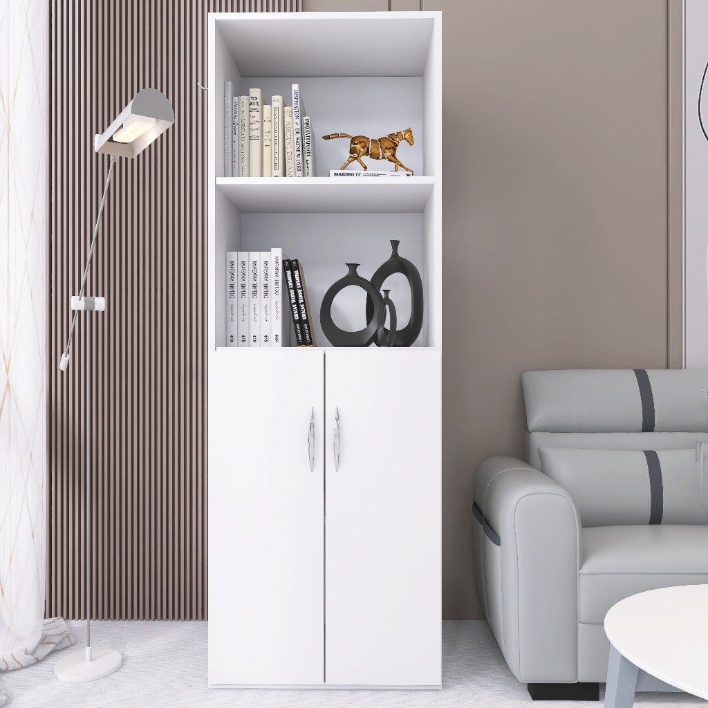 Estante Armário Organizador Livreiro Prateleira 2 Portas Para Sala Guarda livros Quarto Escritório Gold 2 Módulos