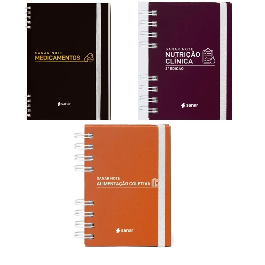 Sanar Note Nutrição 3 Edição + Sanar  Note de Medicamentos + Sanar Note Alimentação Coletiva