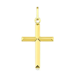 Pingente de ouro 18k cruz lisa facetada