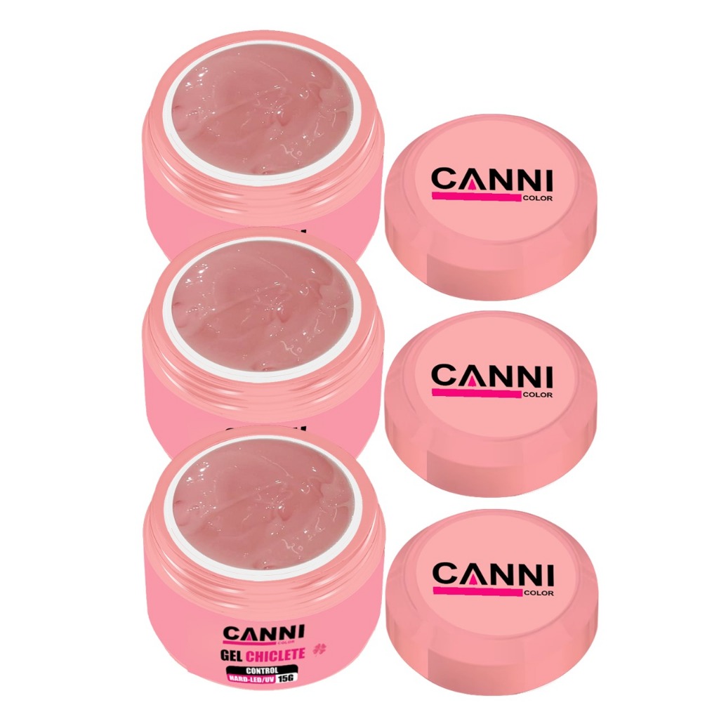 KIt Gel Unha Hard LED&UV control 15 Gramas canni color  3 Unidades gel chiclete 15G