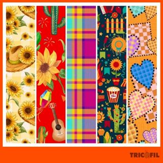 Tecido Estampas Festa Junina | Tricoline 100% Algodão (40x75cm) em Oferta na Shopee