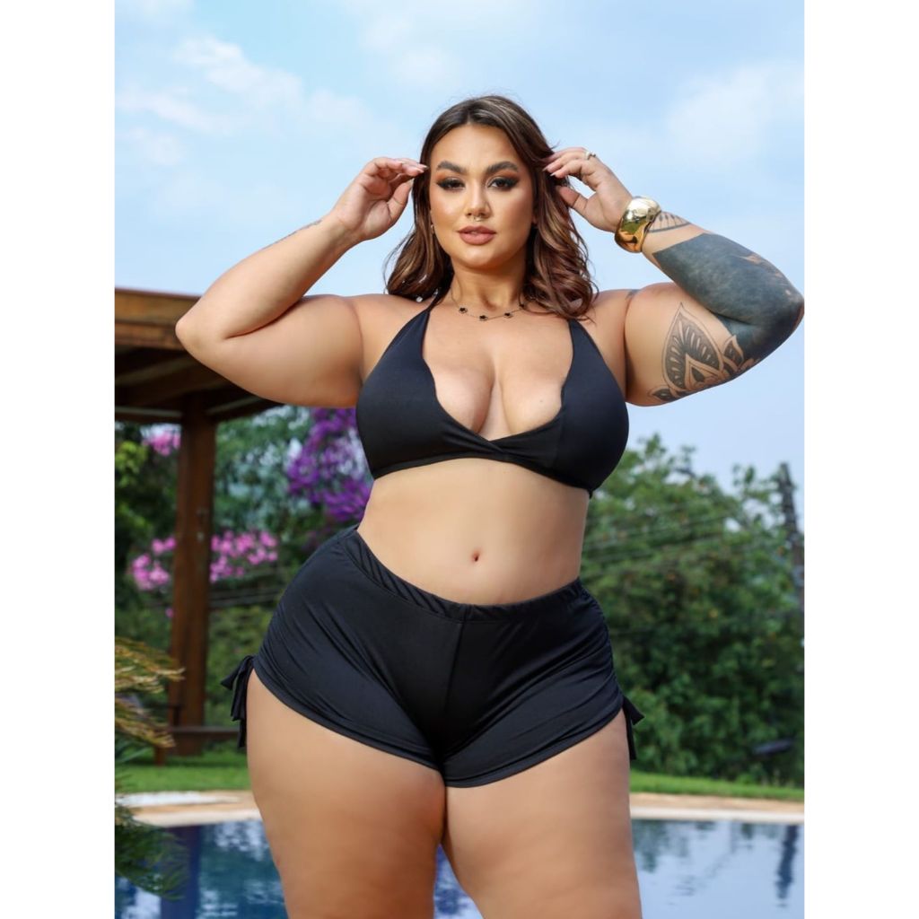 Conjunto De  Biquíni Plus Size Com Bojo E Suquini  Forrado Com Regulagem