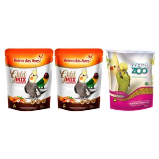 2 Mix de Sementes Reino das Aves e Extrusada Pm13 Megazoo Calopsita Periquito Agapornis em Oferta na Shopee