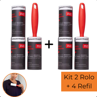 Kit 2 Rolo Adesivo Tira Pelo Roupa Pet Powermaid + 4 Refil em Oferta na Shopee
