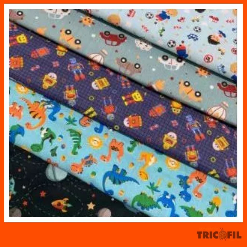 Tecido Estampas Menino Infantil  | Tricoline 100% Algodão ( 40x75cm)