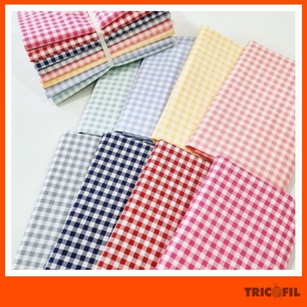 Tecido Estampas Xadrez | Tricoline 100% Algodão (40x75cm) em Oferta na Shopee
