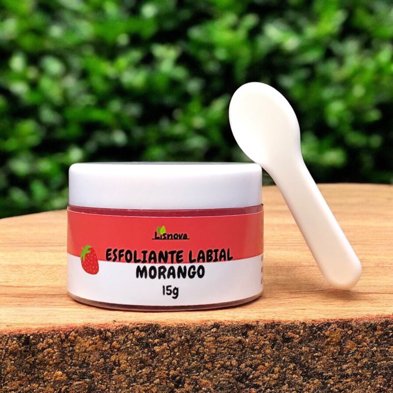 Esfoliante Labial Lip Scrub de Morango com Cristais de Quartzo e Vitamina E - 15g | Vegano