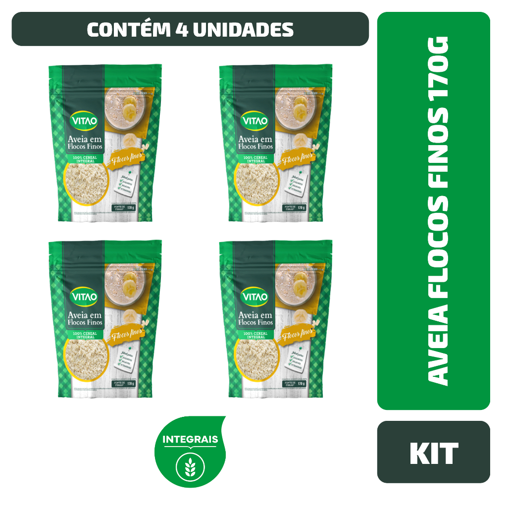 Kit Aveia Flocos Finos Vitao 170G - 4 Unidades - Food & Beverages