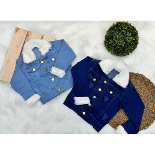JAQUETA JEANS INFANTIL E JUVENIL COM PELINHO PARA MENINAS