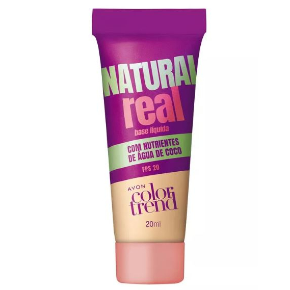 Base liquida natural real com fps 20 e nutrientes de agua de coco 20ml