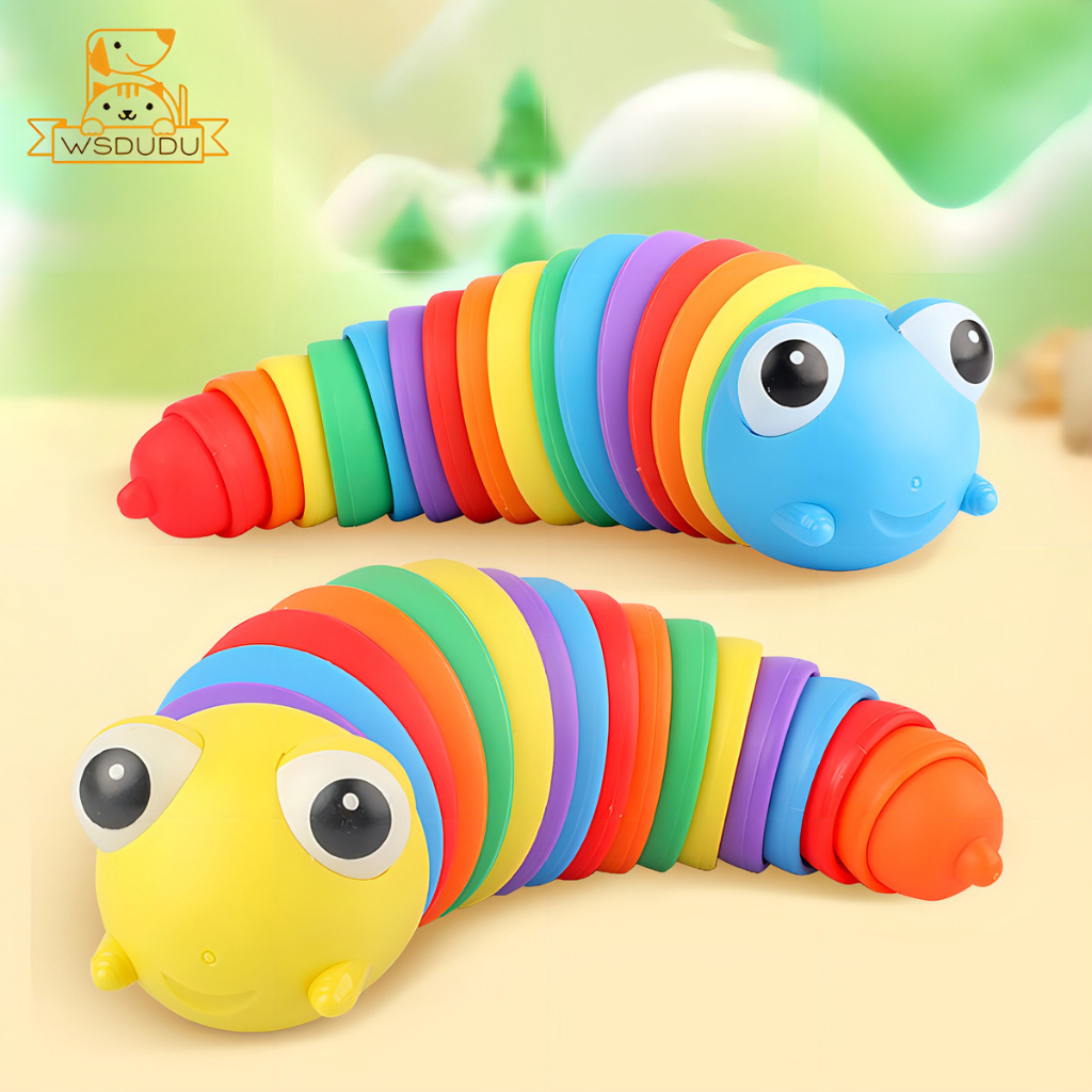 Fidget Toy Slug 3d Lagarta Lesma Articulada Brinquedo Inseto Cor Colorida