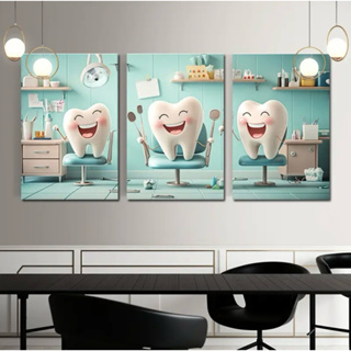 Kit 3 Peças Quadros Decorativos Consultório Dentista Tratamento Odontológico em Oferta na Shopee