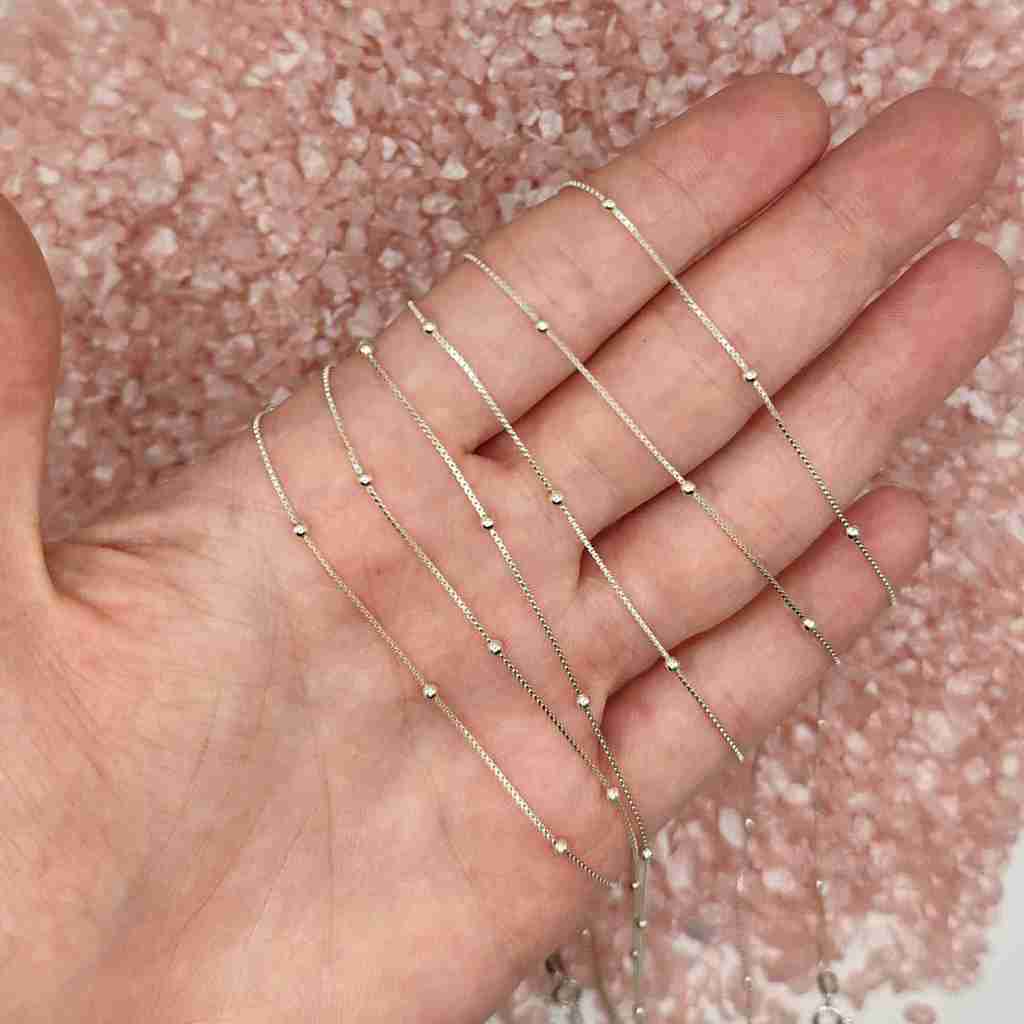 Corrente Colar Prata 925 Veneziana bolinha 40cm 45cm 50cm 60cm 70cm - Elluxe Joias em Oferta na Shopee