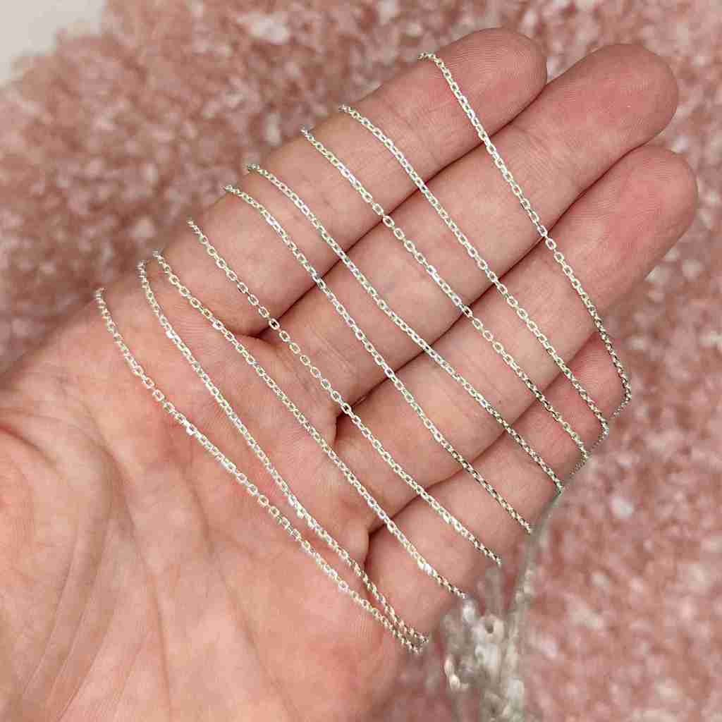 Corrente Colar Pulseira Tornozeleira Prata 925 Elos Curtos - Elluxe Joias