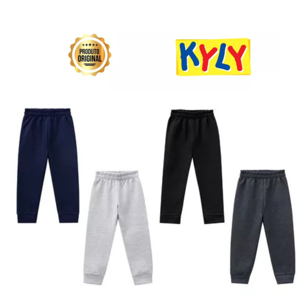 Kit 3 Calças Moletom Kyly / ELIAN Originais com Punho Confortável e Flanelada