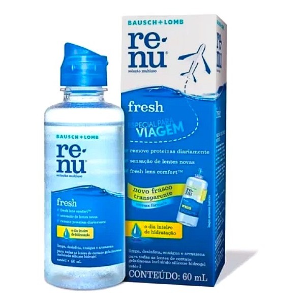renu fresh viagem 60 ml limpeza lentes de contato bausch & lomb