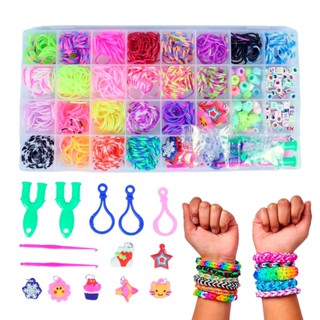 Kit Pulseira Fábrica Elásticos Silicone Maleta Loom Band Miçangas 1564 pçs C/ Manual em Oferta na Shopee