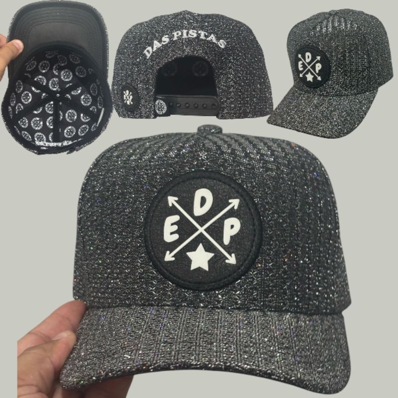 Boné Preto Brilhante ou Branco Brilhante aba curva  logo bordado forrado