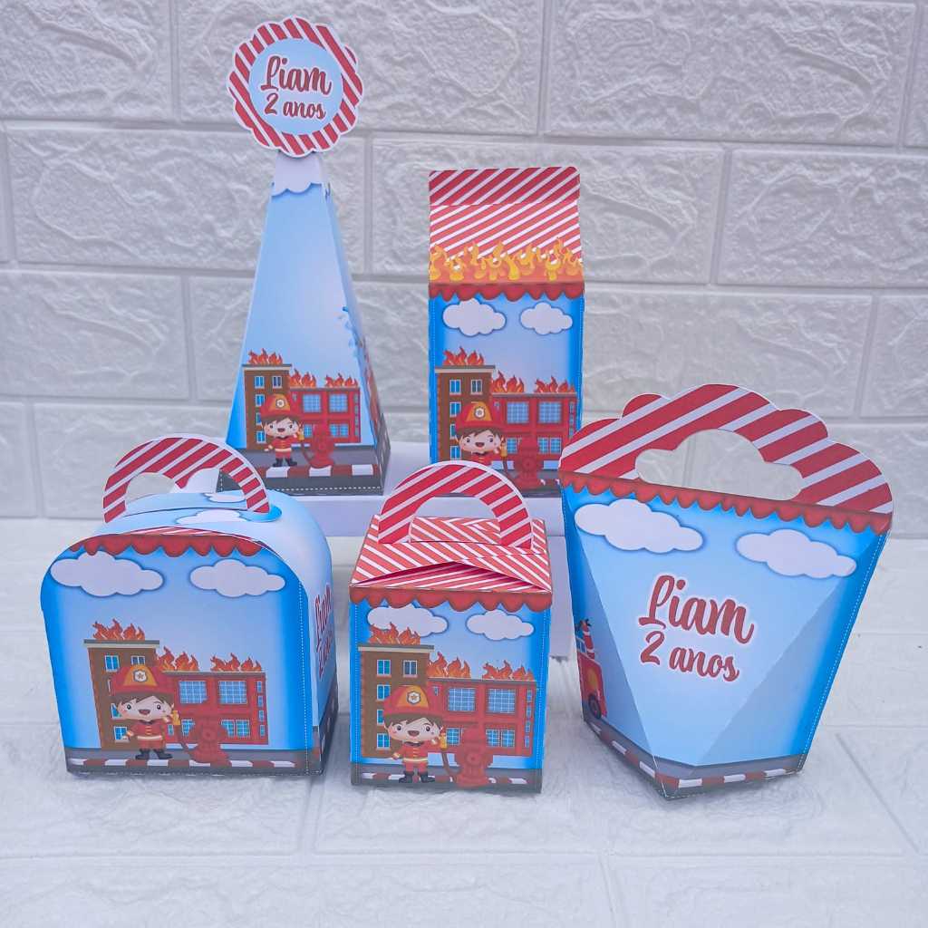 kit caixinhas personalizadas Bombeiro/ Mimos, Lembrancinhas, Caixinhas, Infantil, Kit festa, Aniversario, Decoração.