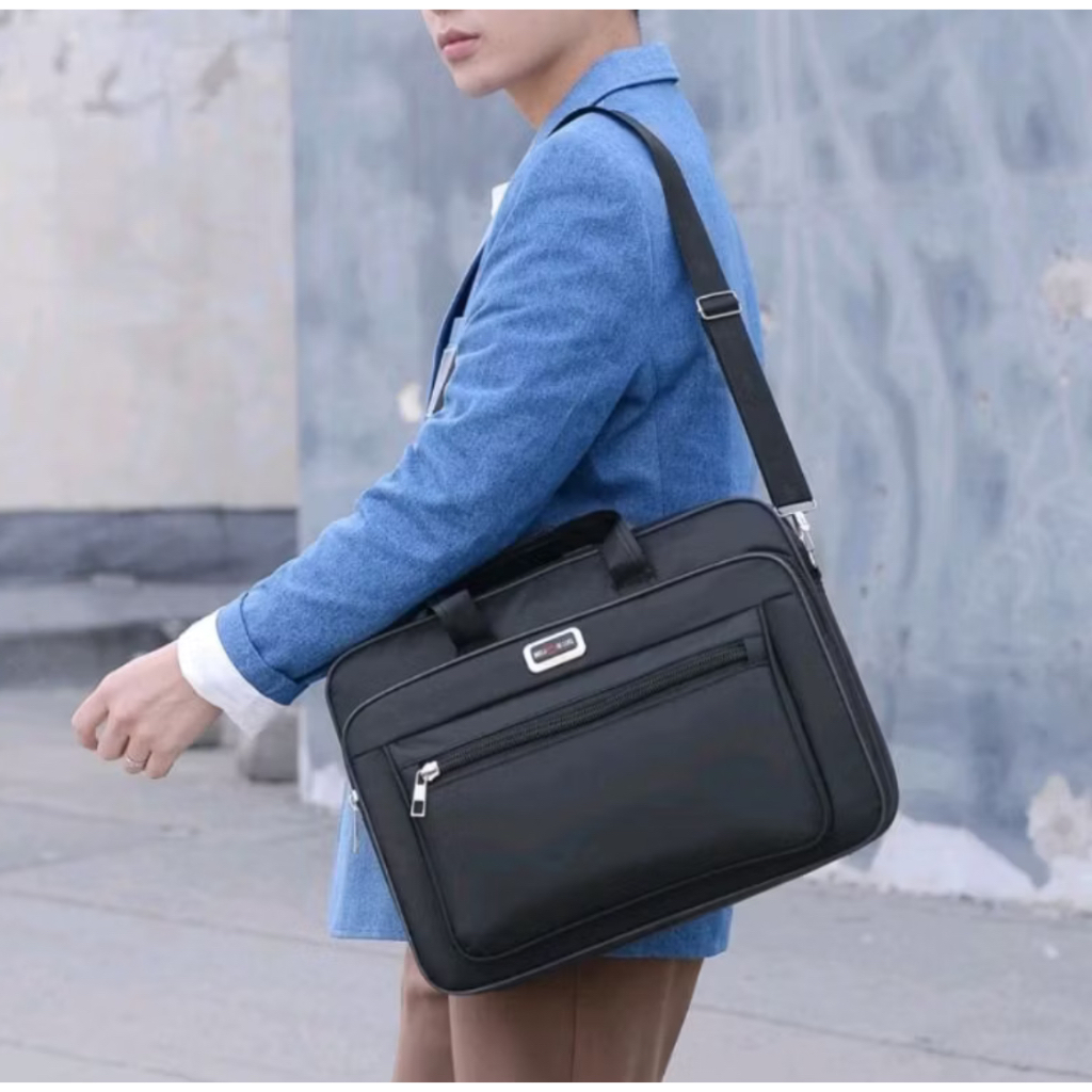Meij Bolsa Pasta Executiva para Notebook com Alça Transversal Grande em Nylon Feminina e Masculina