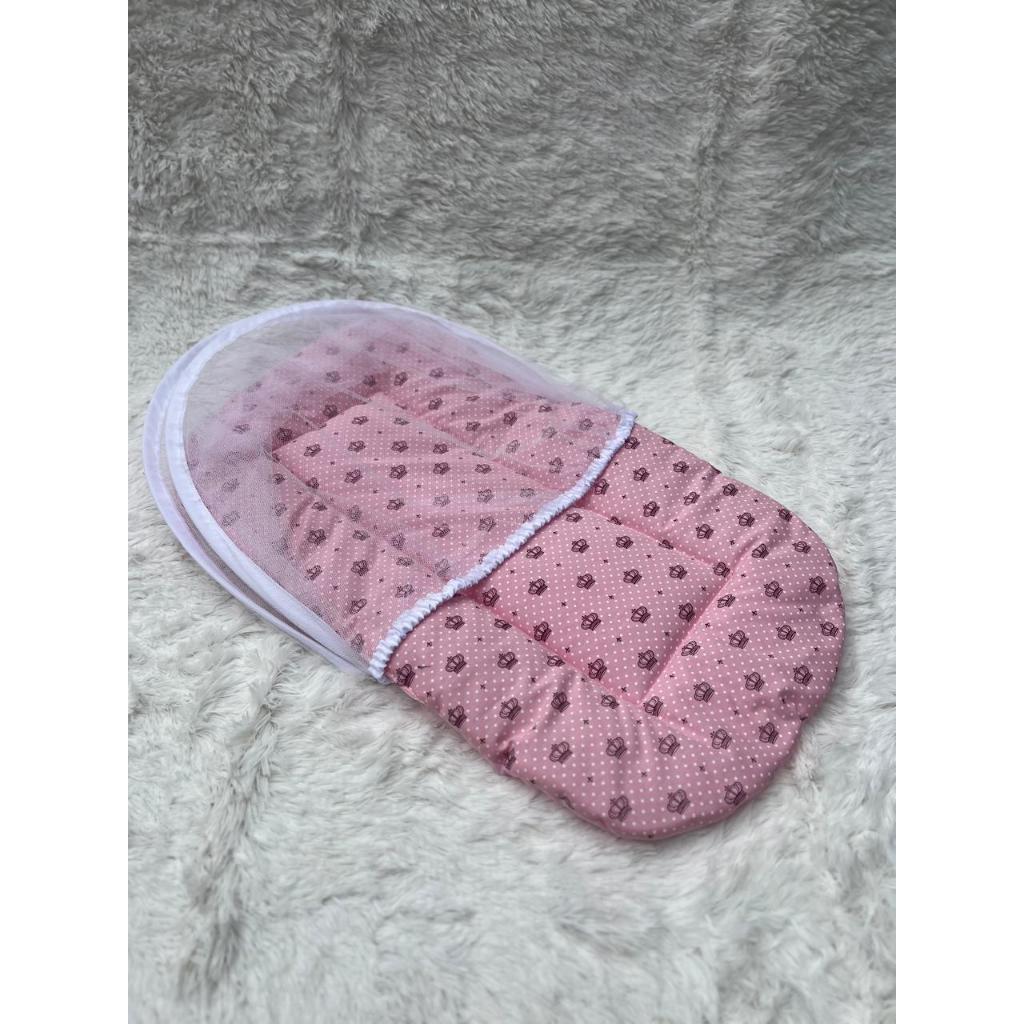 Berço Portátil com Mosquiteiro protetor Coroa Rosa