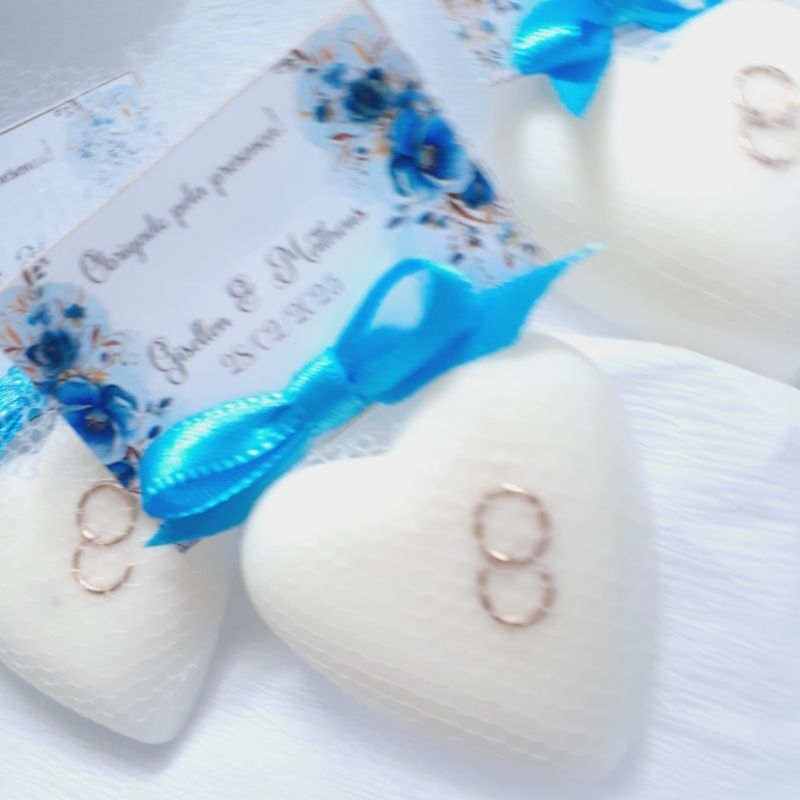 50 Sabonete Coração com par de mini alianças de casamento, noivado, bodas em Oferta na Shopee