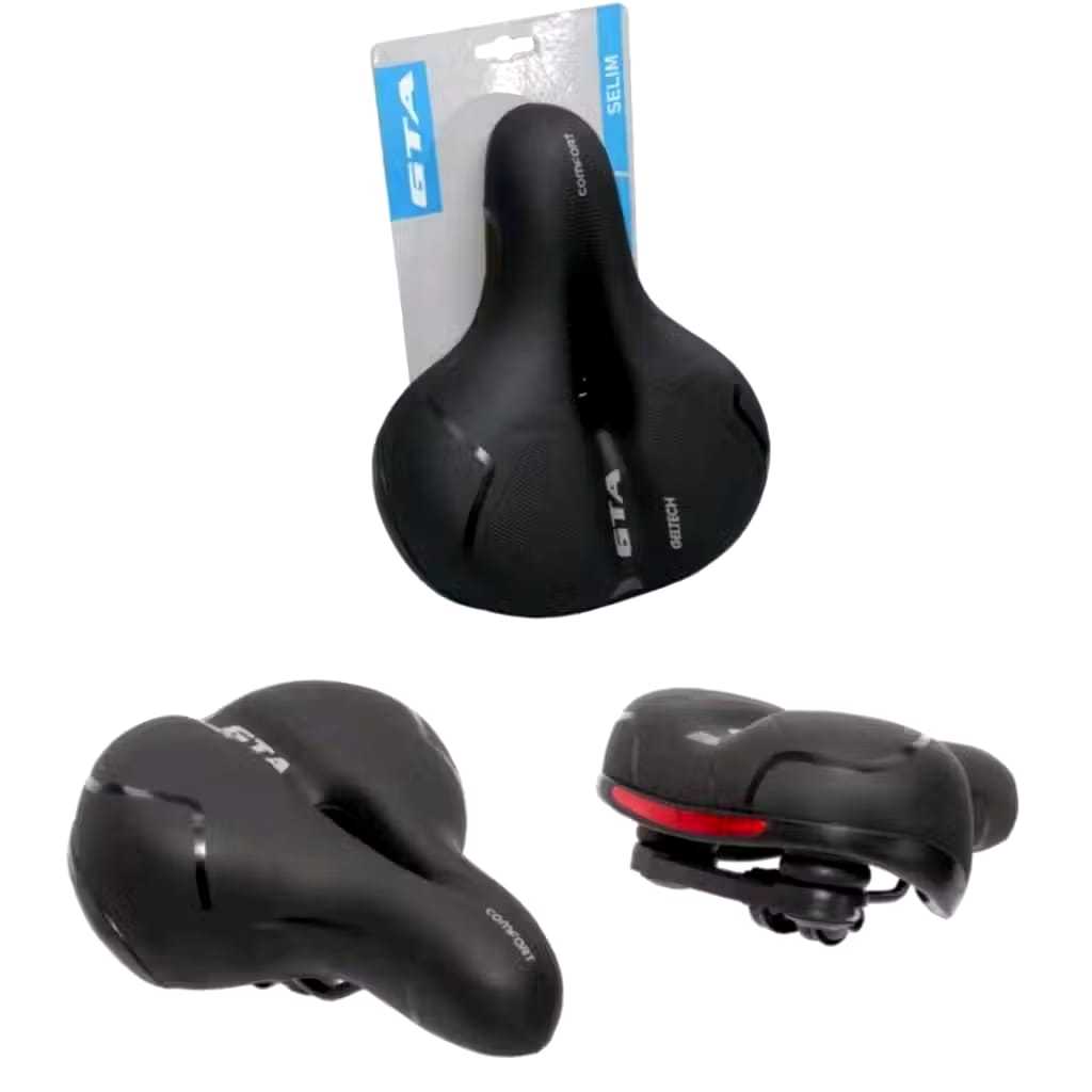 Banco Selim Vazado Bike Confortável Gel Vazado C/Molas Mtb Preto C/carrinho Confort
