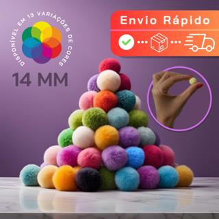 Kit Pompom de poliéster 14mm com 100, 200, 300 e 500 unidades bolinha diversas cores em Oferta na Shopee