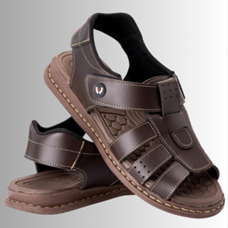 Sandalia Masculina de Couro Legitimo Ortopedicade couro sintetico sola anti stress anti derrapante em Oferta na Shopee