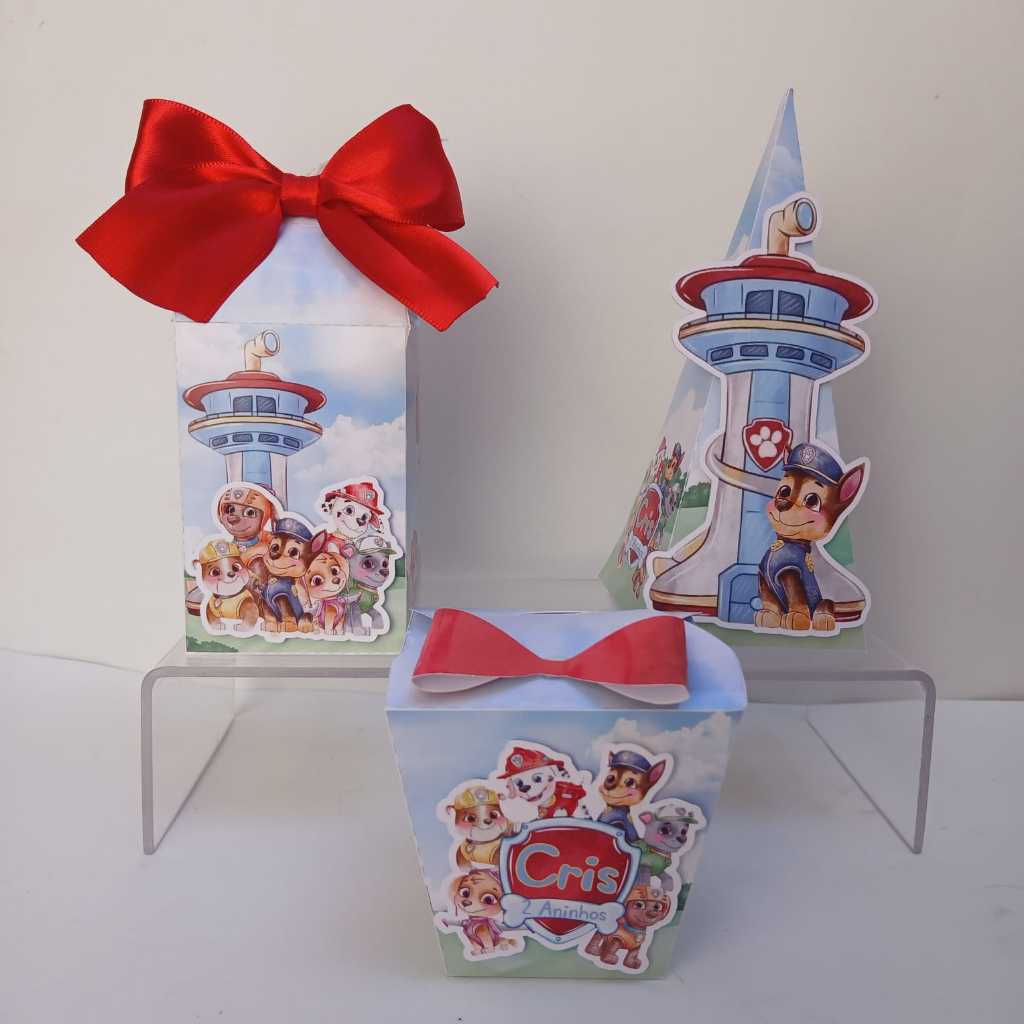Kit Festa: 80 Lembrancinha Personalizada Patrulha Canina - Caixinhas Personalizadas - Papelaria Personalizada