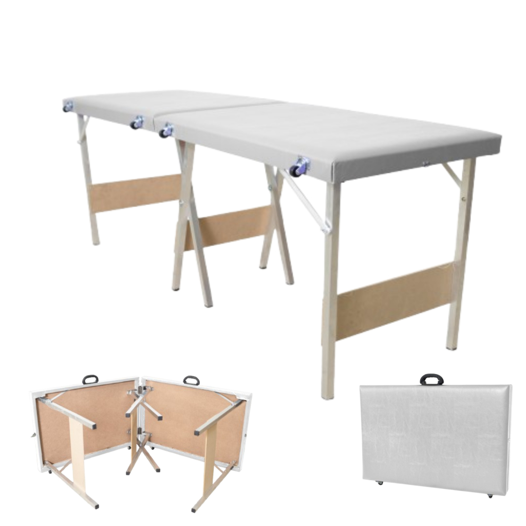 Maca dobrável portátil  BRANCA Premium - Estética/Massagem/Cílios/Tatuagem 230kg  ART PUFF DO BRASIL