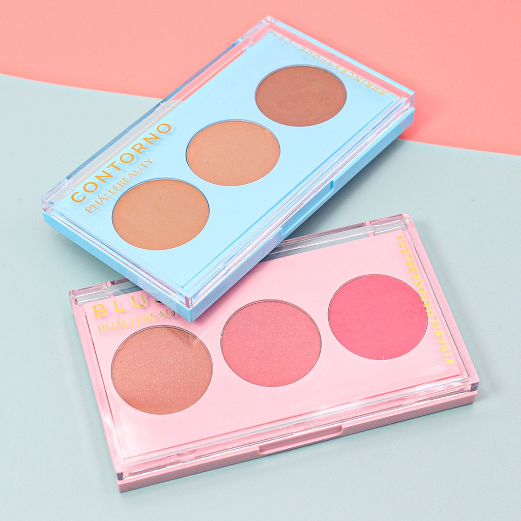 Paleta Contorno Blush Trio 3 Cores Blush Maquiagem Phallebeauty