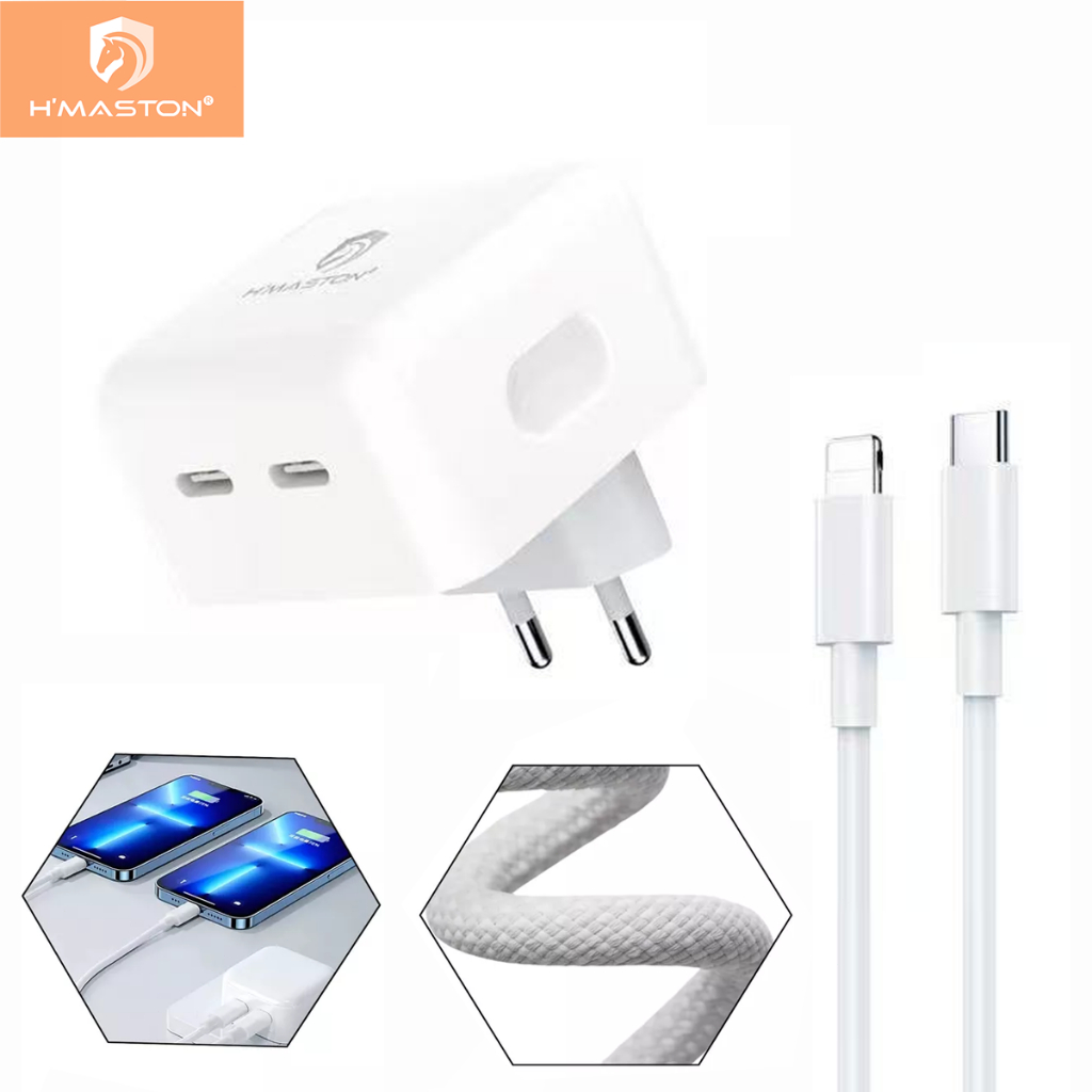 H'maston CB22 Carregador Fonte Usb C Duplo 40W Fonte Carregador Usb-c Tomada 2 Entradas Usb-c