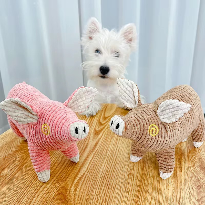 Brinquedo Mordedor Pelúcia Formato Porco Com Apito Para Pets Cachorros Cães Grande e Médio Porte